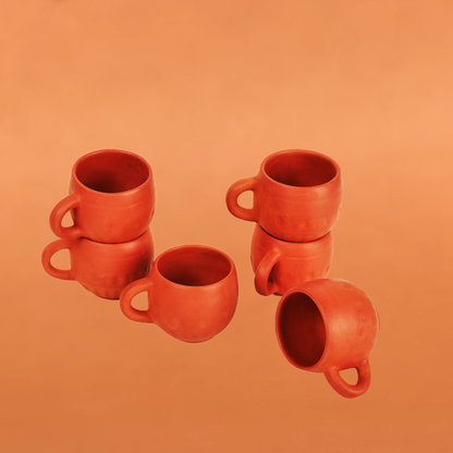 Clay Curvy Tea Cup (Set of 6) | Designer Earthenware