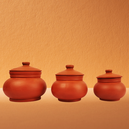 Round Clay/Mitti Handi Pot | Pure Clay Earthenware