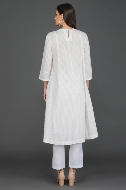 White cotton women kurta set