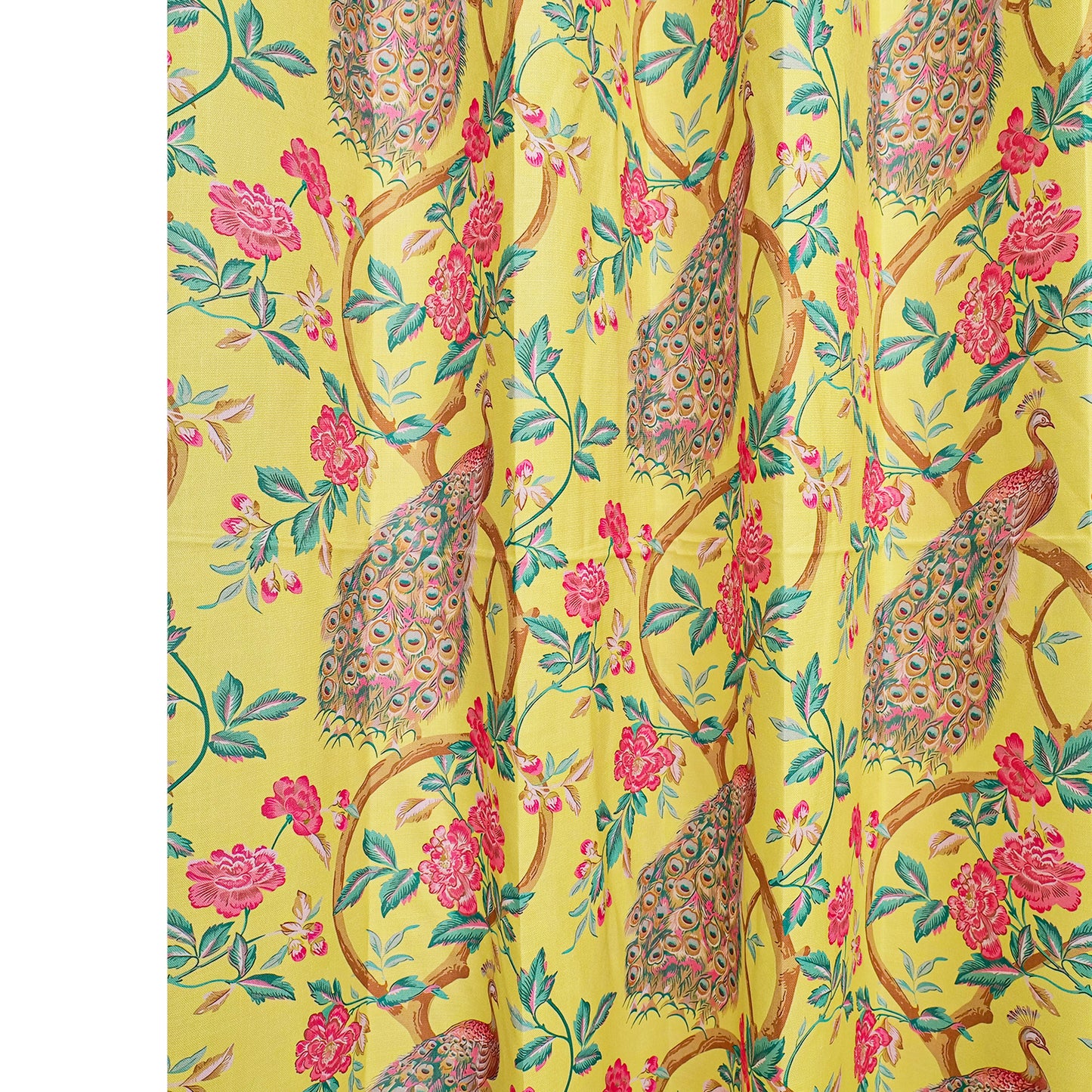 Floral Peacock Decor | Cotton Curtains (Set of 2)