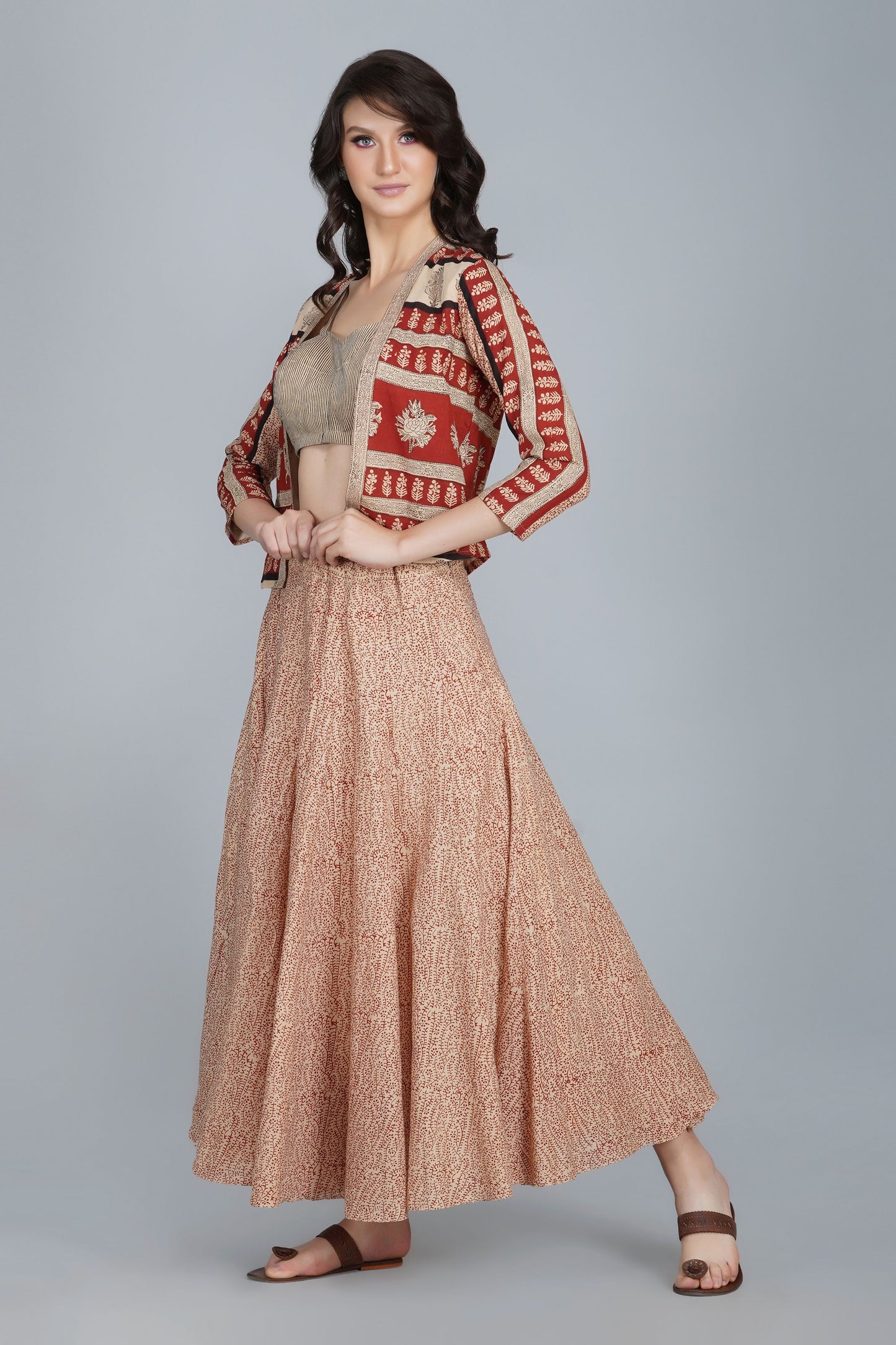 Flared Rajasthani Cotton Ensemble | Block Print | Ethnic Wear