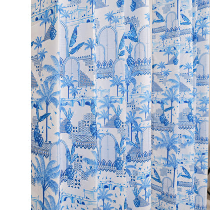 Blue Village Ambience | Cotton Curtains (Set of 2)