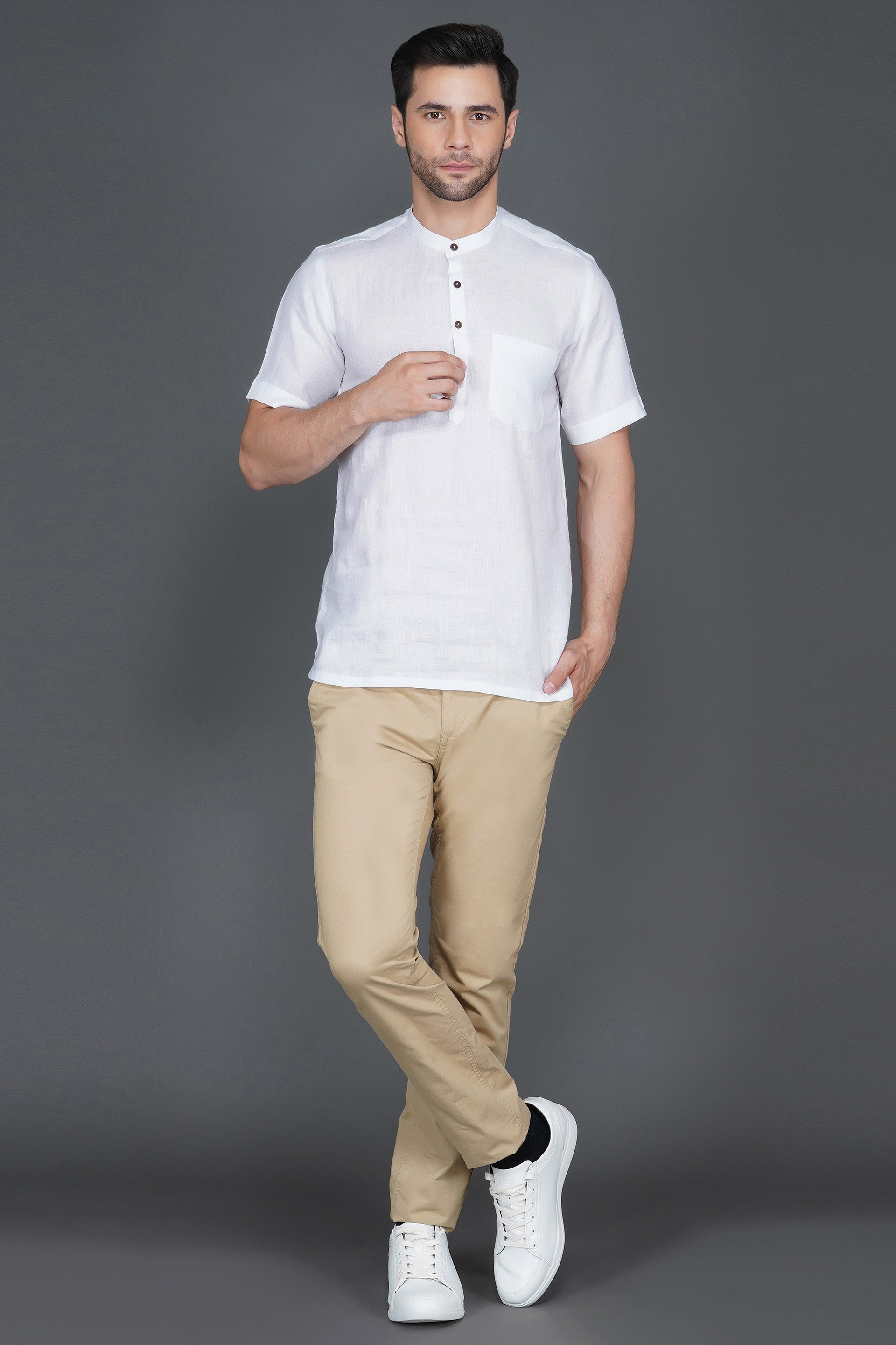 Cotton linen short men kurta