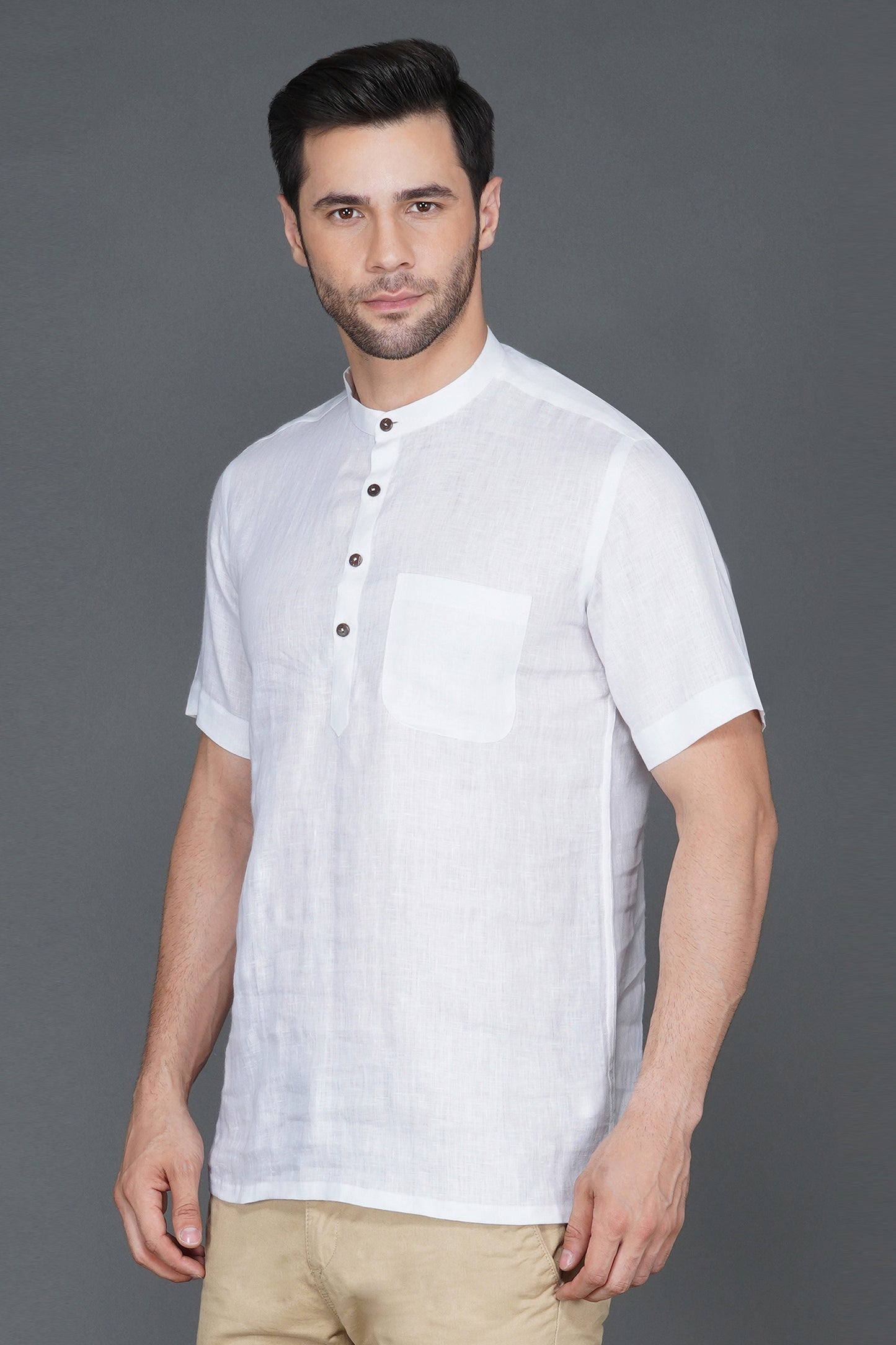 Cotton linen short men kurta