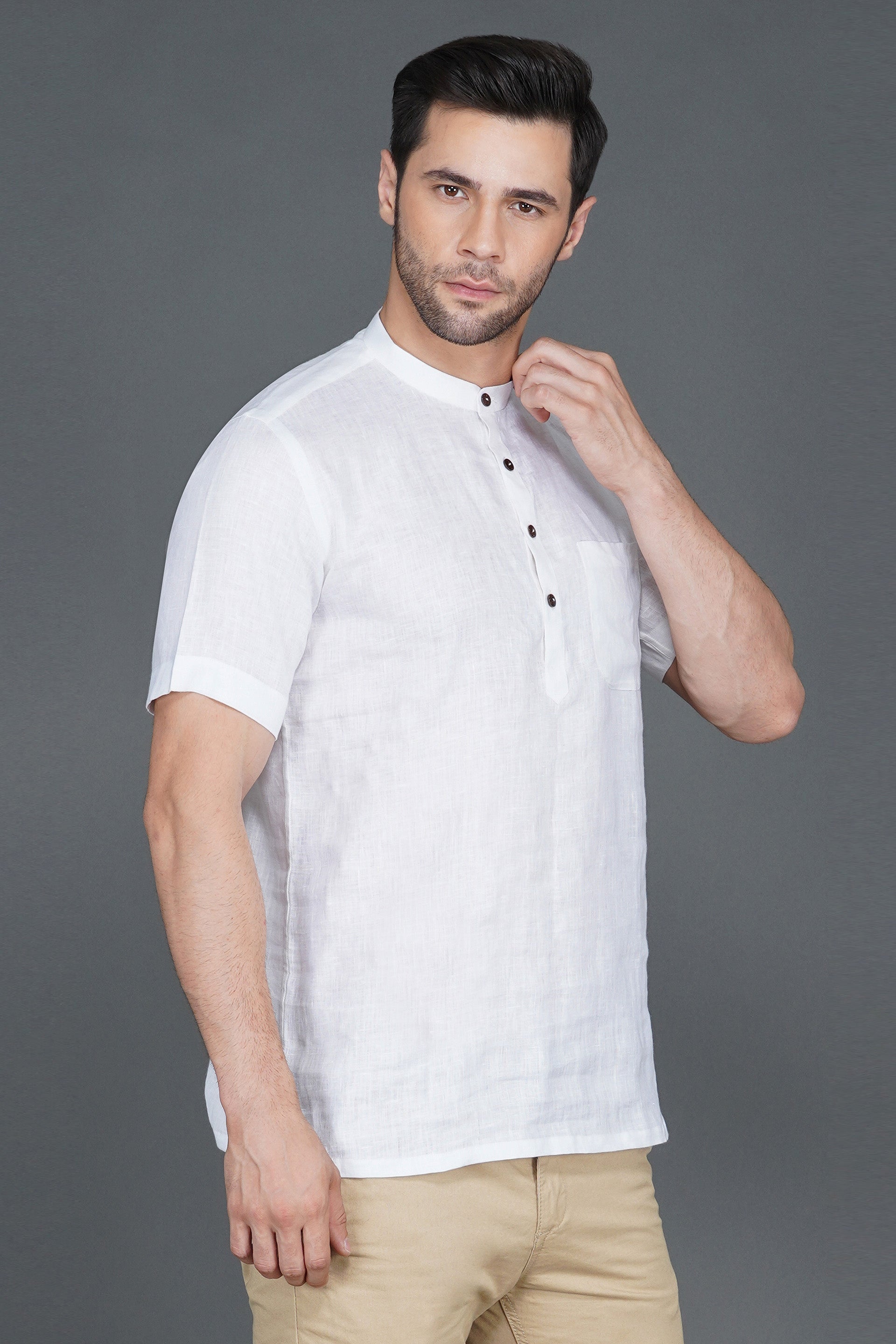 Cotton linen short men kurta