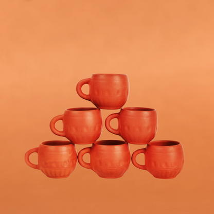 Clay Curvy Tea Cup (Set of 6) | Designer Earthenware