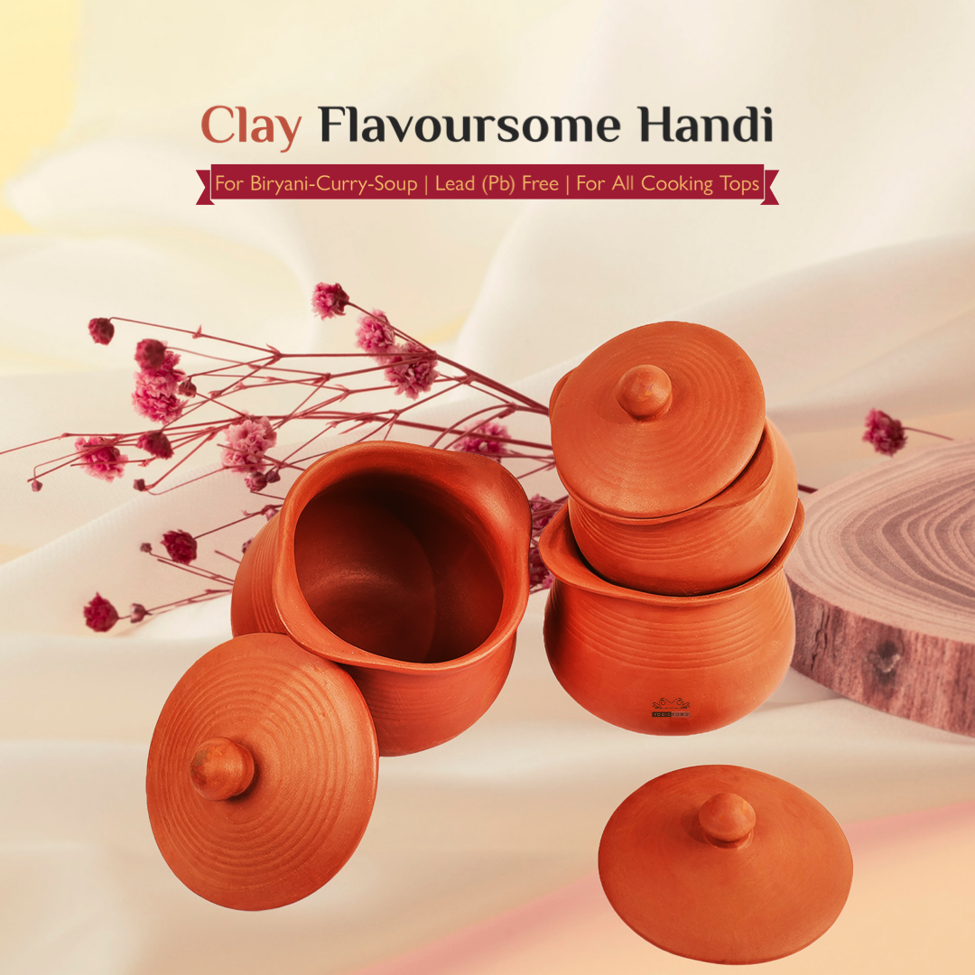 Clay/Mitti Flavoursome Handi (1 Piece with Lid) | Designer Cookware