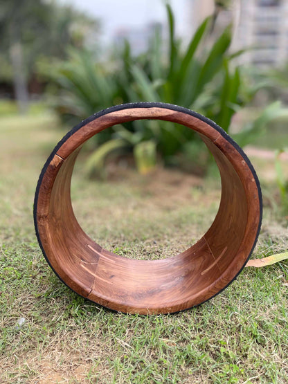 Wooden Yoga Wheel with Rubber Outer Curvature