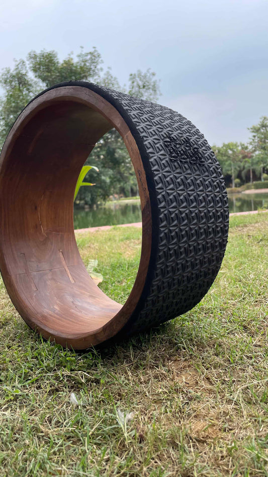 Wooden Yoga Wheel with Rubber Outer Curvature