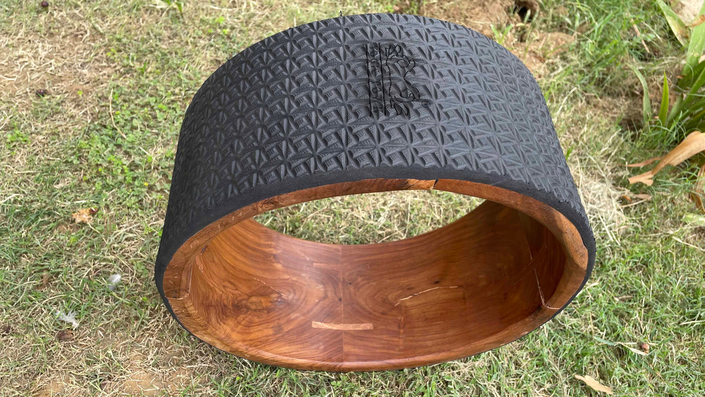 Wooden Yoga Wheel with Rubber Outer Curvature