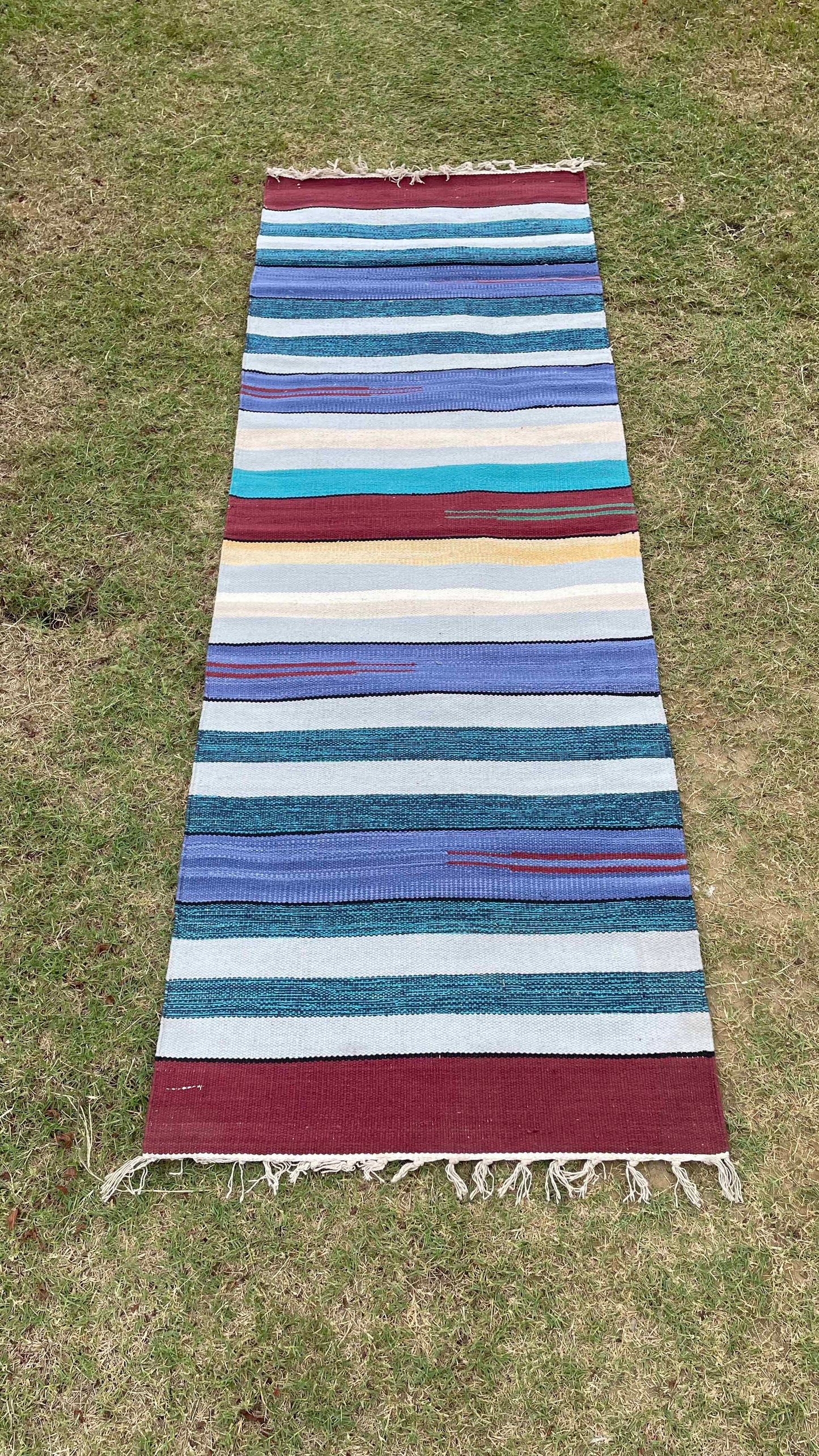 Natural Cotton Yoga Mat | 3mm | Multicoloured Stripes