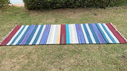 Natural Cotton Yoga Mat | 3mm | Multicoloured Stripes