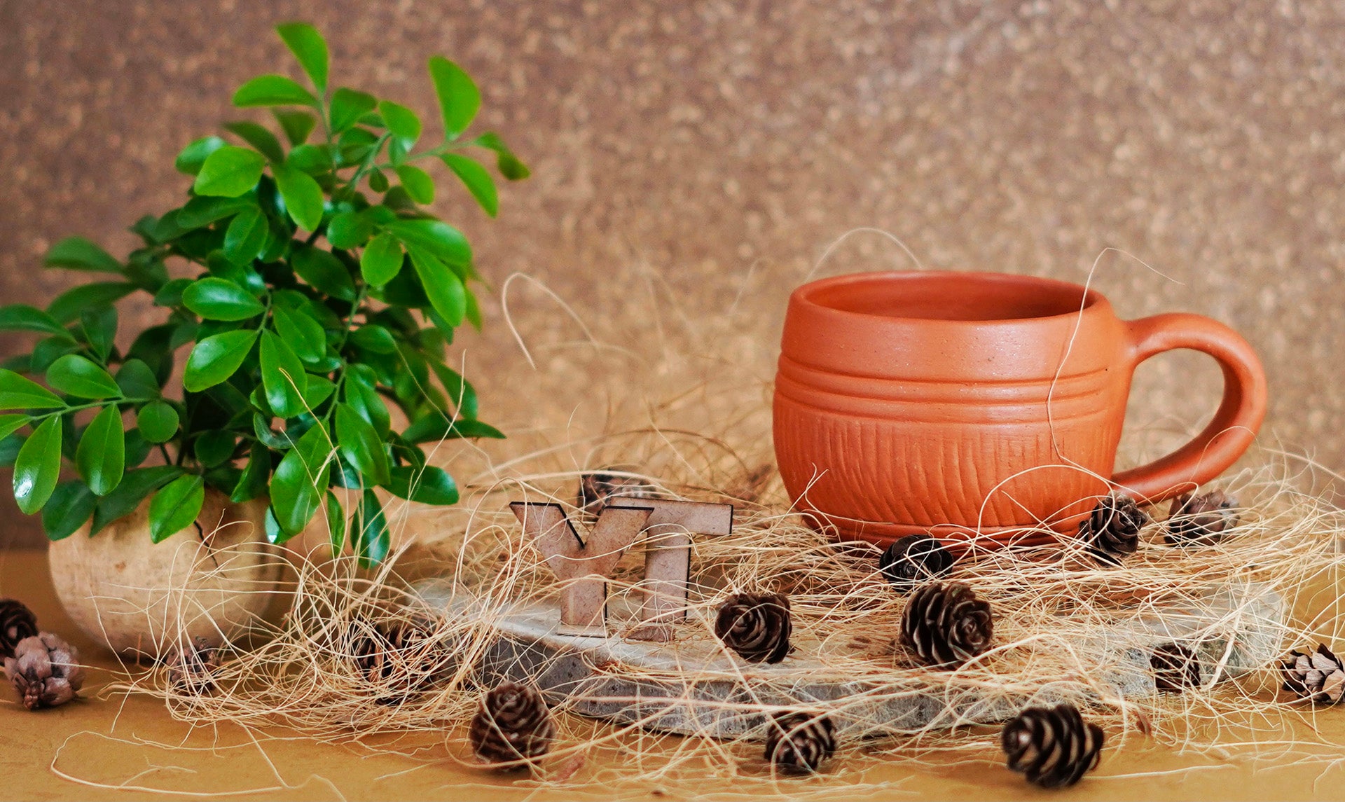 Clay terracotta tea cup