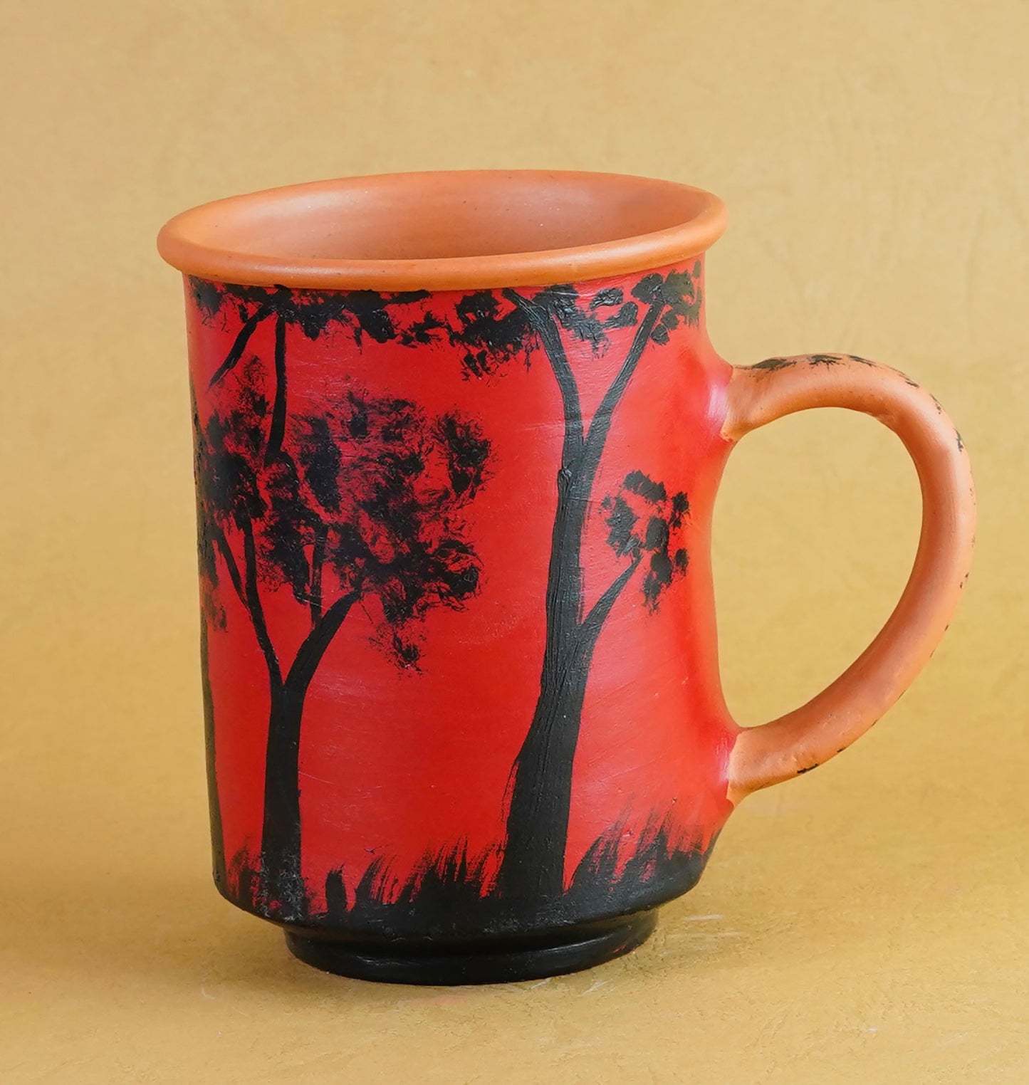 Hand painted terracotta coffee mug