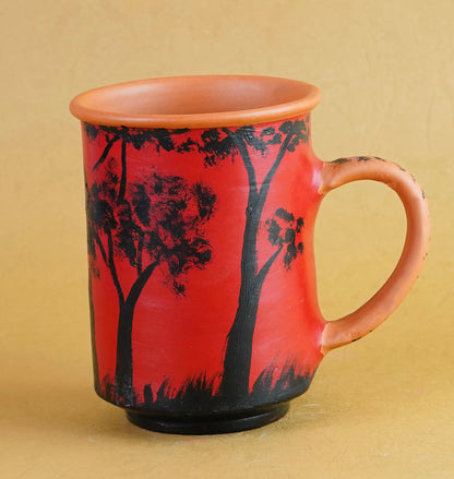 Hand painted terracotta coffee mug